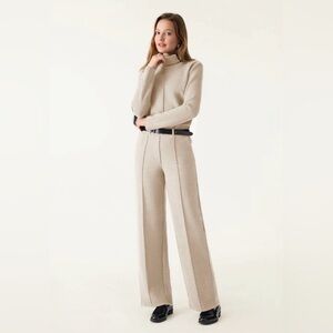 OGL Womens 2Pcs Set FuzzLuxe Turtleneck Top & High Waisted Straight Leg Medium